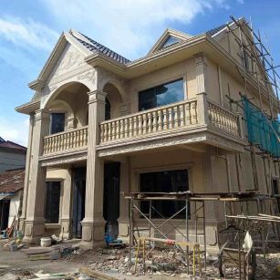 伊春 黄金麻花岗岩石材私人别墅雕花门楼柱阳台栏杆