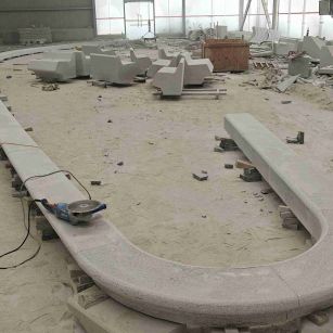 伊春 芝麻白花岗岩弧形花坛石，坐凳石