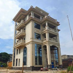 伊春 黄金麻花岗岩石材别墅外墙干挂搭配（雕花栏杆花瓶柱门楼罗马柱）