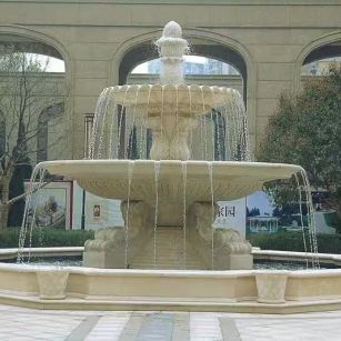 伊春 黄金麻花岗岩异型加工——户外庭院石雕流水喷泉