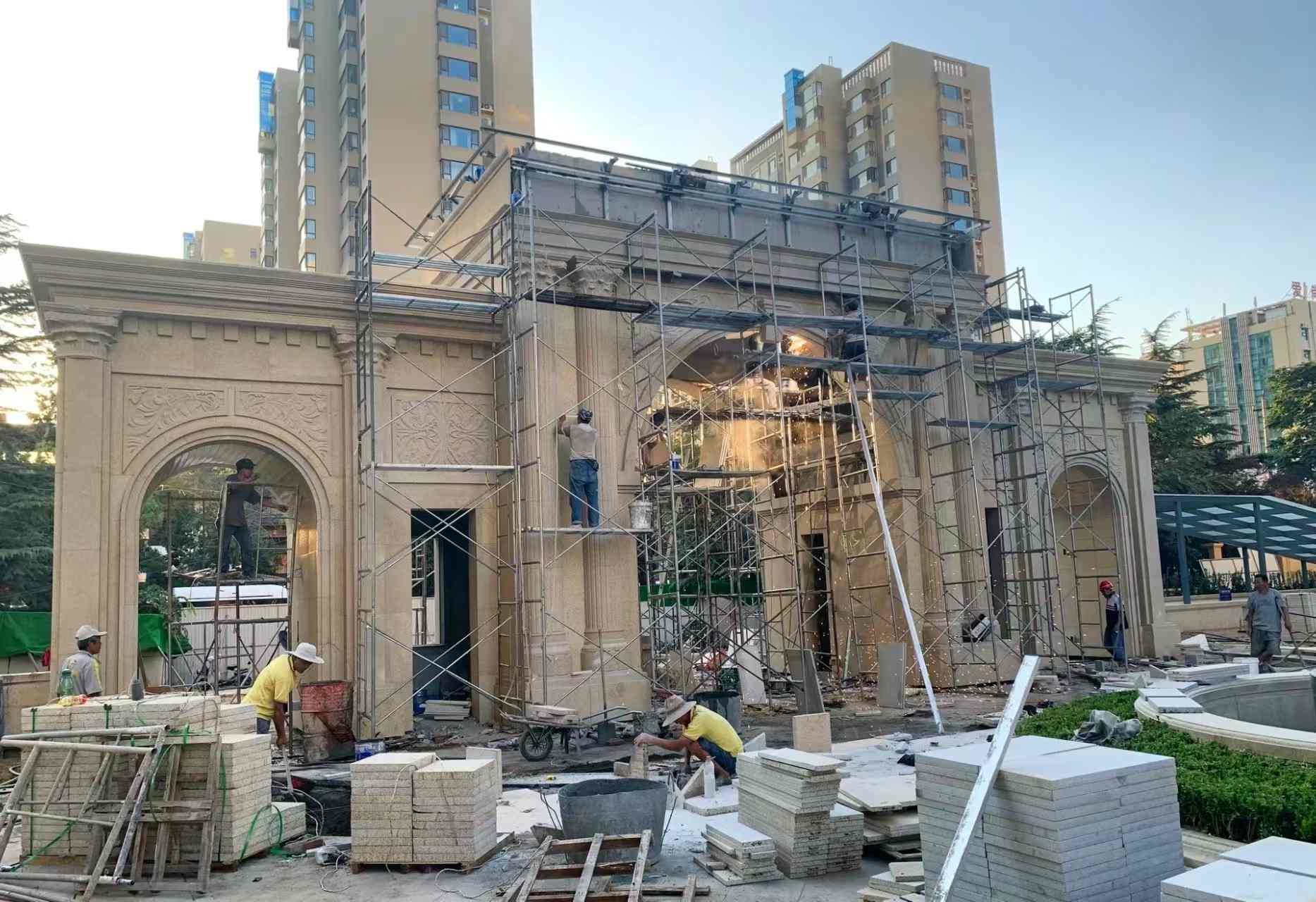 伊春 黄金麻荔枝面花岗岩小区门楼外墙干挂